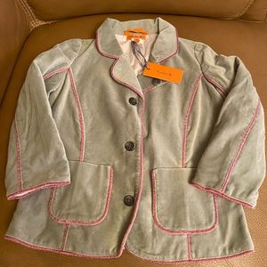 NWT Girls Kule Size 3T Grey/Pink Velvet Blazer
